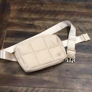 Unisex Cream Belt Bag Puffer Women’s